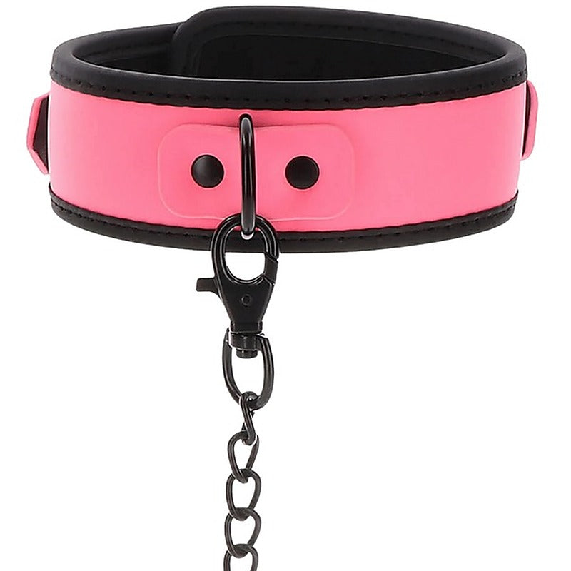 Glow In The Dark Collar And Chain Leash By Scala - Collars and Leads