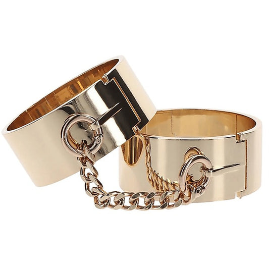 Scala Taboom Gold Metal Slave Wrist Cuffs - Cuffs And Restraints