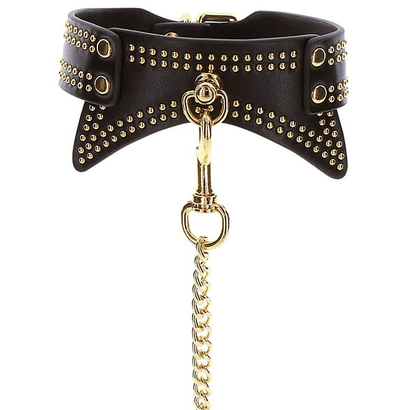 Leather Studded Collar And Leash By Scala - Collars and Leads