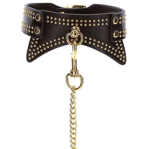 Leather Studded Collar And Leash By Scala - Collars and Leads
