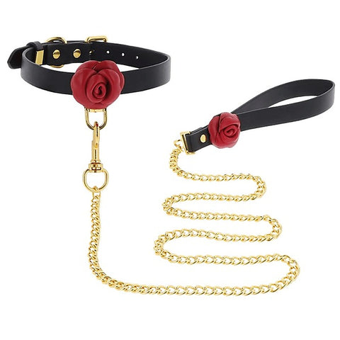 Scala Taboom Wild Roses Fetish Collar and Leash - Collars and Leads