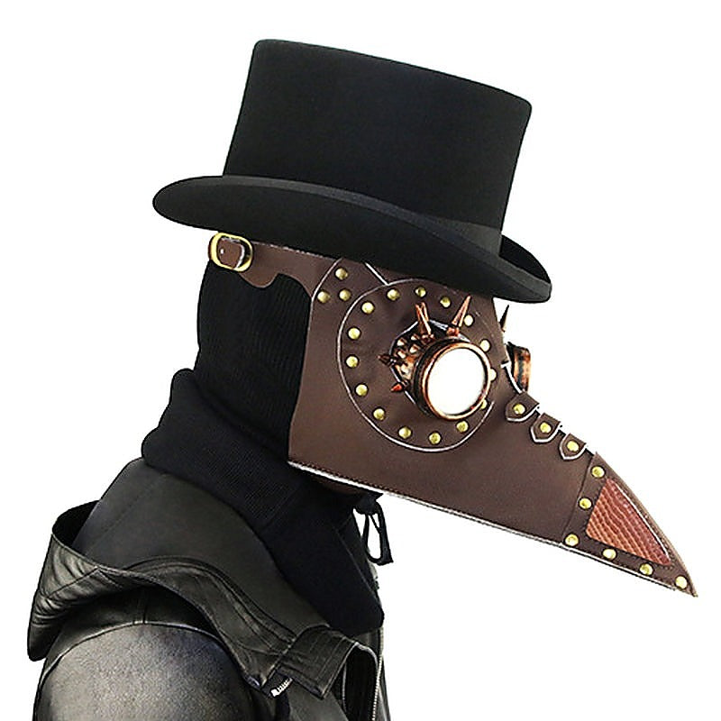 Brown Pu Leather Rivet Spike Long Bird Beak By Bdstyle - Masks And Blindfolds