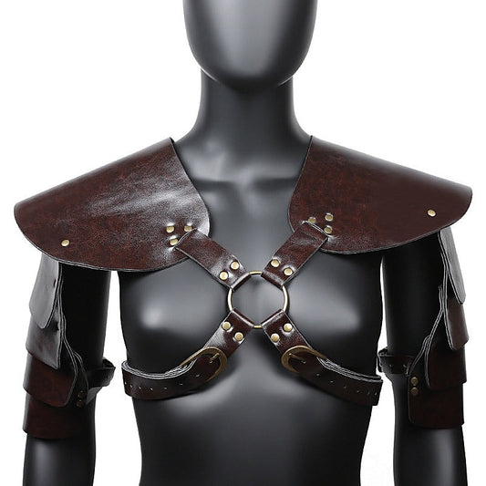 BDStyle Unisex Brown PU Leather Vintage Armor