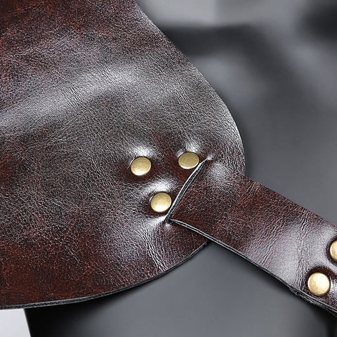 Brown Pu Leather Vintage Armor By Bdstyle - Cuffs And Restraints