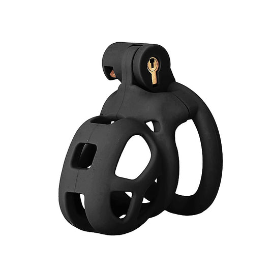 Love In Leather Micro Cock Cage 4 Interchangeable Rings - Male Chastity
