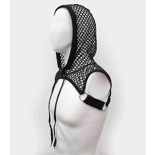 Mens Cropped Mesh Top With Hood By Love In Leather - His Fetish