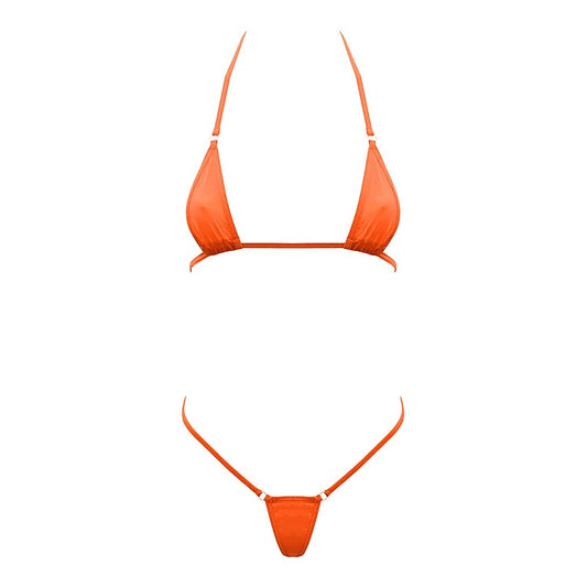 Spandex Fabric Micro Bikini Orange By Love In Leather - Bras and Bra Sets