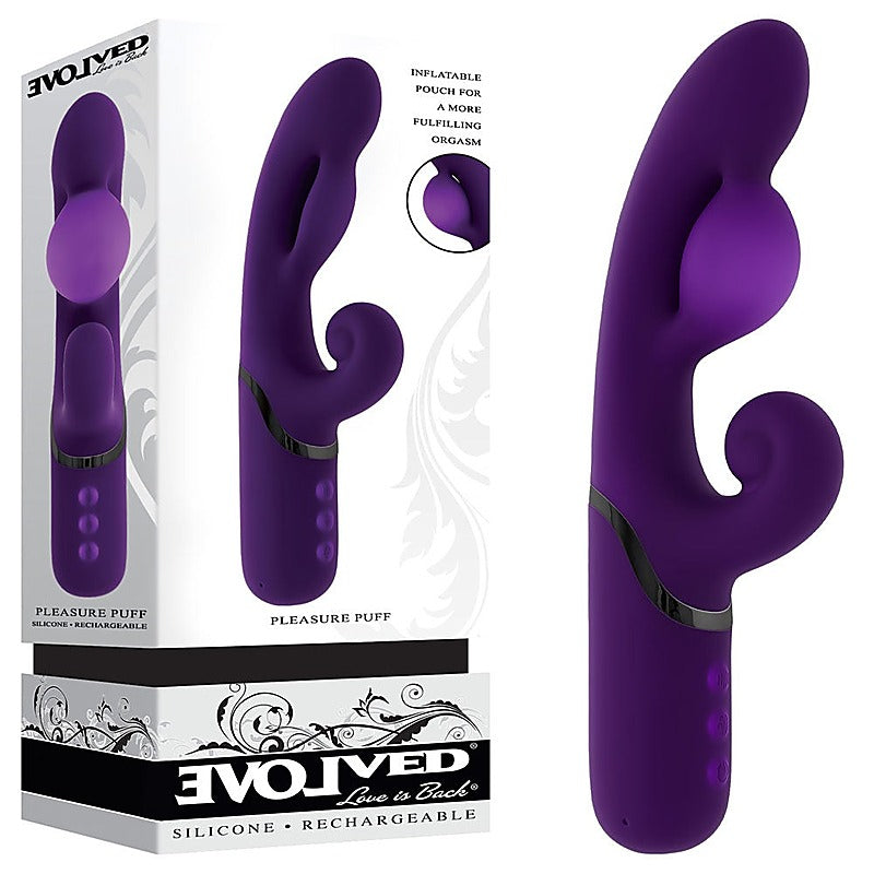 Evolved PLEASURE PUFF Inflatable Rabbit Vibrator - Rabbit Vibrators