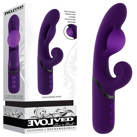 Evolved PLEASURE PUFF Inflatable Rabbit Vibrator - Rabbit Vibrators