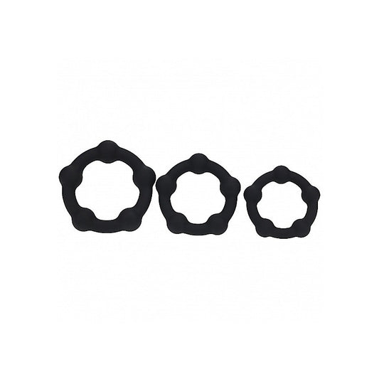 Levelz Beaded Silicone Cock Ring Set Of 3 By Shots Toys - Cock Ring Sets