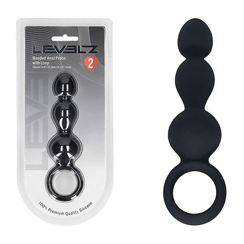 LEVELZ Beaded Silicone Anal Probe with Loop by Shots Toys - Anal Beads and Balls