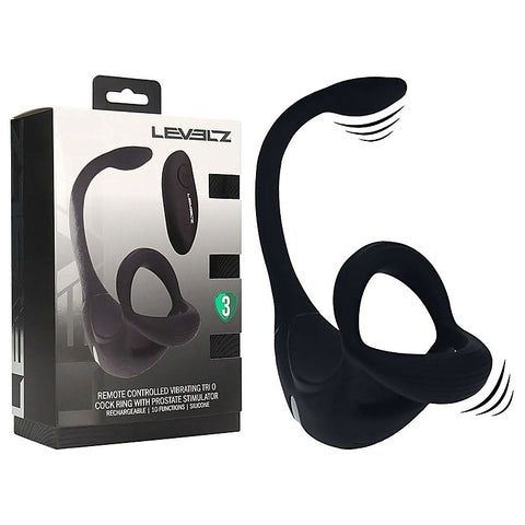 LEVELZ Vibrating TriO Cock Ring with Prostate Stimulator - Vibrating Cock Rings