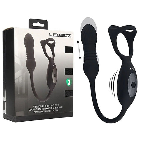 Levelz Vibrating and Thrusting Tri-O by Shots Toys - Vibrating Cock Rings
