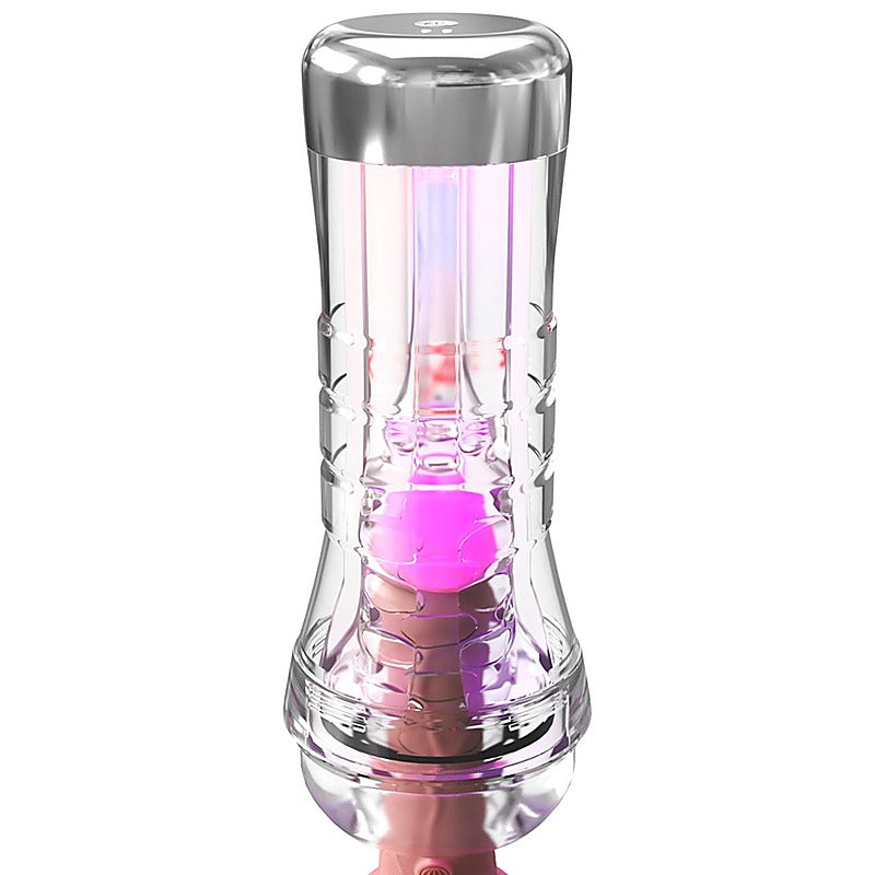 PDX Elite ViewTube See-Thru EZ-Grip LED Stroker - Masturbators and Strokers