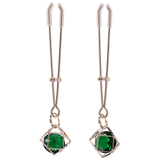 Indica Crystal Fetish Play Nipple Clips By Sportsheets - Nipple and Clit Clamps