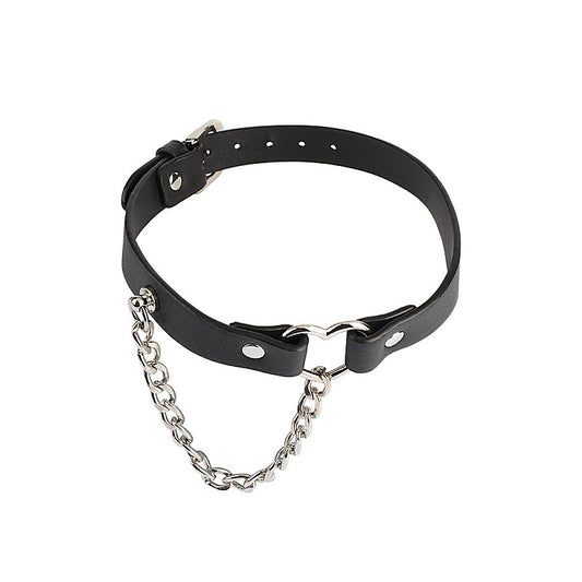 Fetish Play Heart Collar With Chain By Chisa - Collars and Leads
