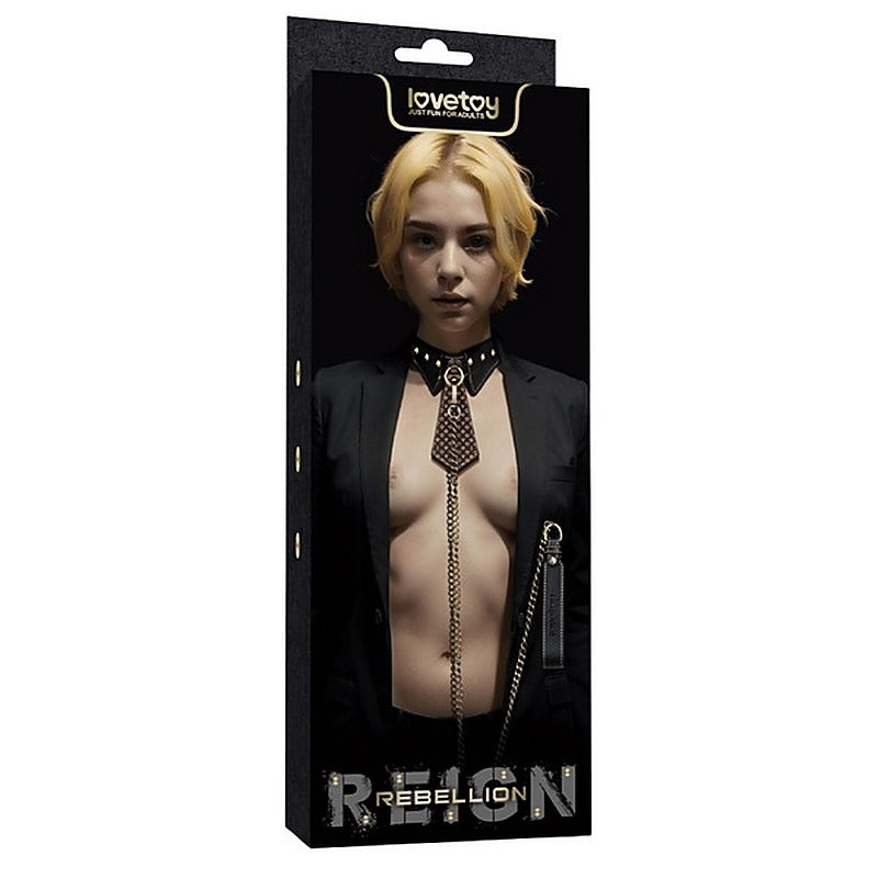 Rebellion Reign Bondage Collar And Leash By Lovetoy - Collars and Leads
