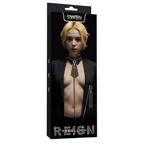 Rebellion Reign Bondage Collar And Leash By Lovetoy - Collars and Leads