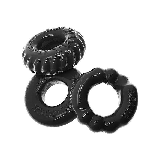Oxballs BONEMAKER Boner Cock Ring Kit Black 3 Pack - Cock Ring Sets