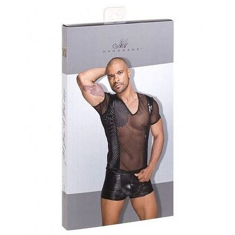 Tulle Men Shirt With Decorative PVC Pleats
