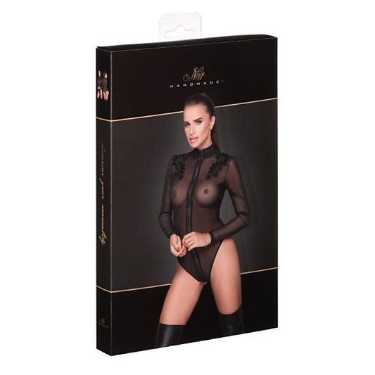 Zipped Tulle Bodysuit w Embroidery Fetish Lingerie