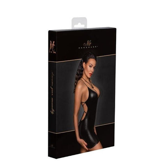 Power Wetlook Mini Fetish Dress With Lace Up Back