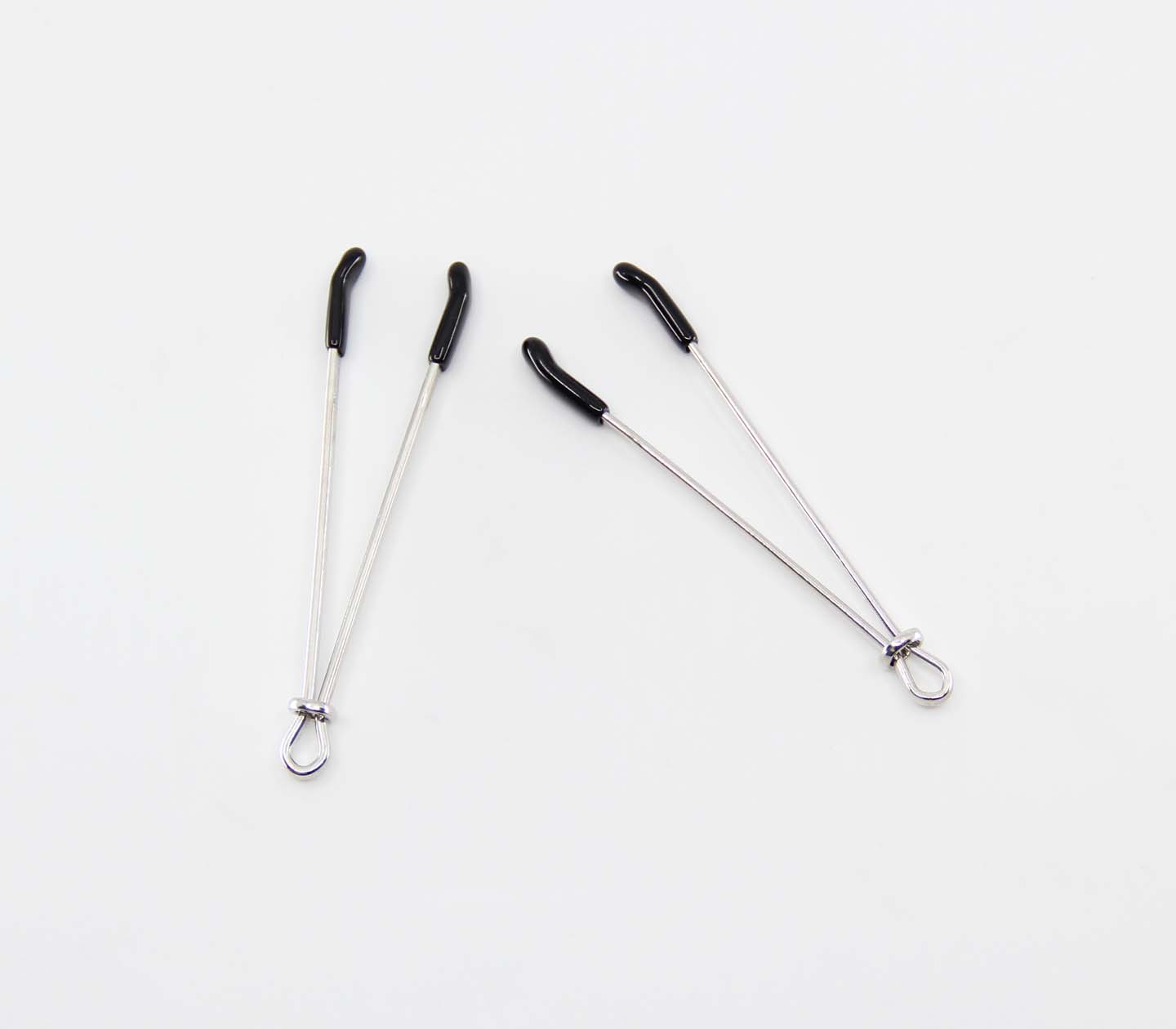 Love In Leather Tweezer Style Nipple Clamps - Silver - Nipple and Clit Clamps