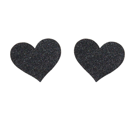 Love In Leather Glitter Heart Womens Nipple Covers - Breast and Nipple Toys