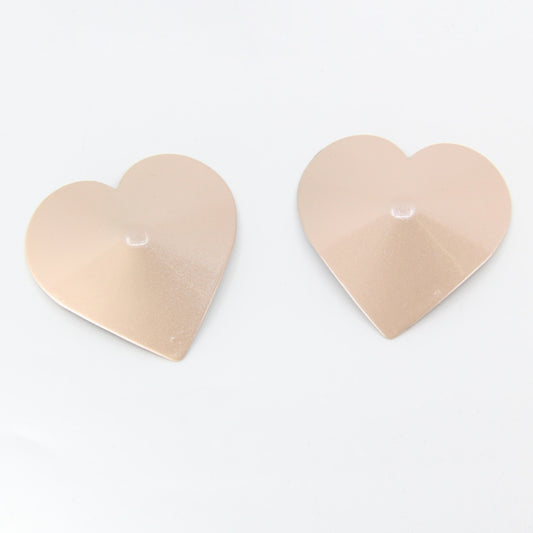 Love In Leather Heart Shape Metal Pasties - Breast and Nipple Toys