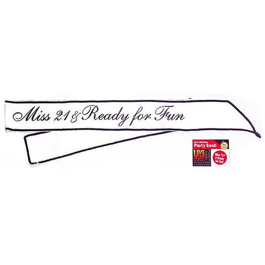 Miss 21 & Ready For Fun Sash - Party Gifts and Novelties