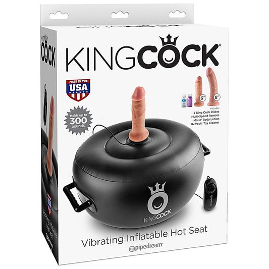 King Cock Vibrating Inflatable Dildo Hot Seat Black - Sex Machines