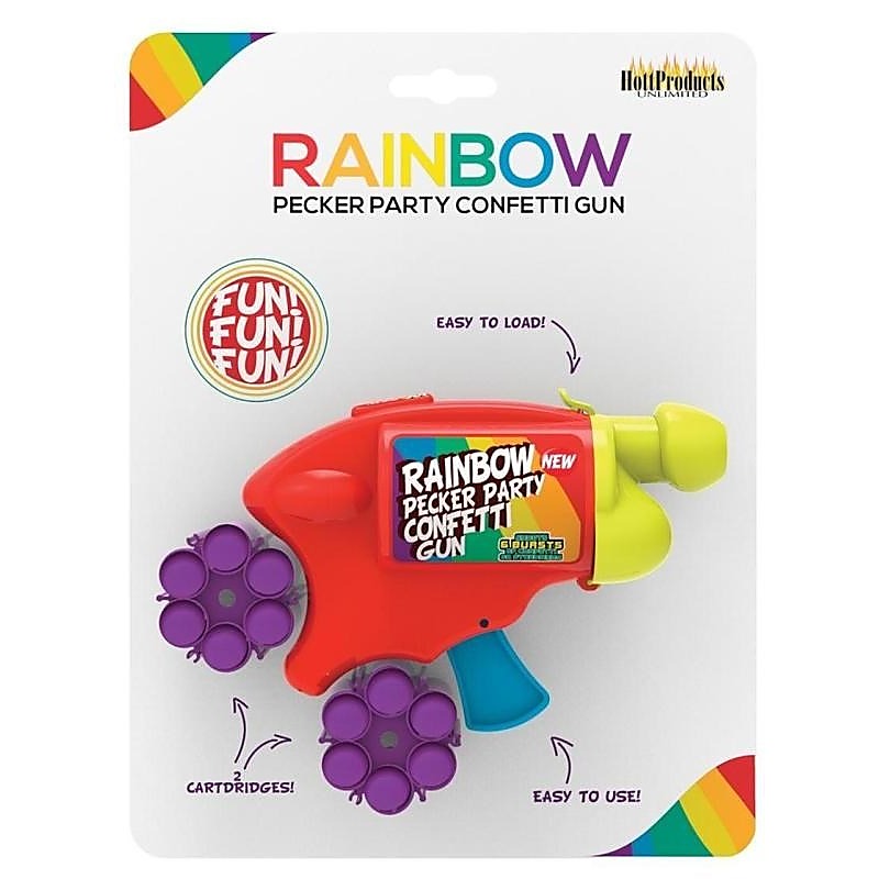 Rainbow Pecker Party Confetti Gun By Hott Products - Party Gifts and Novelties