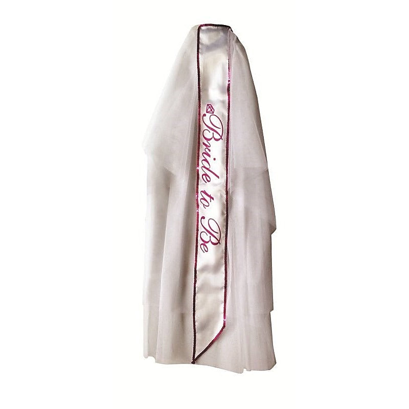 Bride-To-Be Veil White And Pink By Little Genie - Fancy Dress Ups