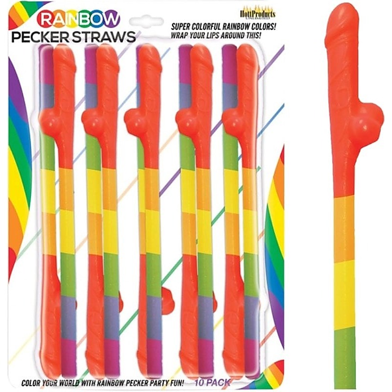 Rainbow Pecker Straws by Hott Products - Bachelorette and Bucks