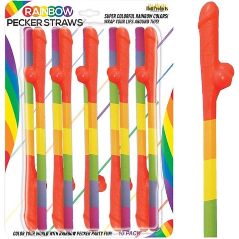 Rainbow Pecker Straws by Hott Products - Bachelorette and Bucks