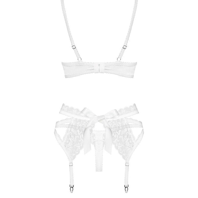 Lacy White Set 3 Piece by Obsessive - Bras and Bra Sets