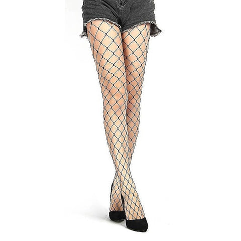 Black Long Sheer Tight Wide Fence Net Pantyhose By Oh Yeah - Hosiery