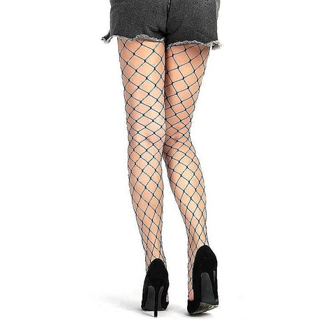 Black Long Sheer Tight Wide Fence Net Pantyhose By Oh Yeah - Hosiery