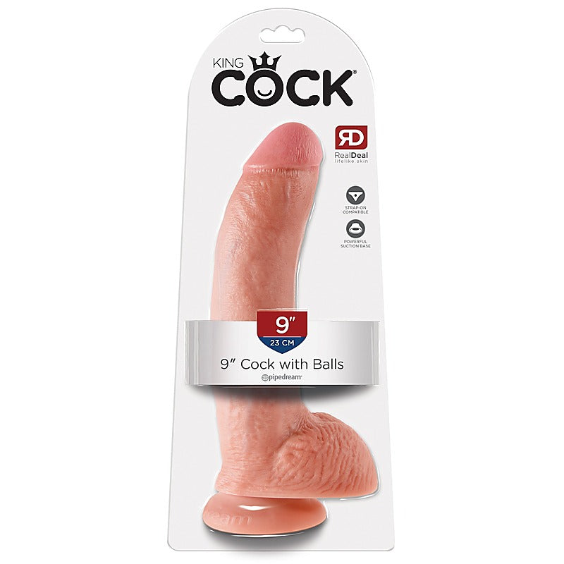 King Cock 9 Inch Suction Cup Realistic Dong With Balls - Realistic Dildos