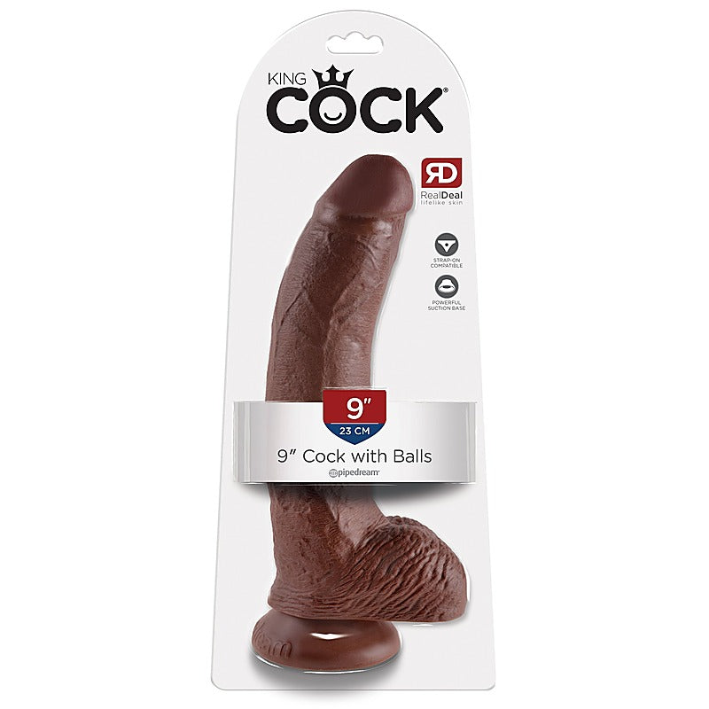 King Cock 9 Inch Suction Cup Realistic Dong With Balls - Realistic Dildos