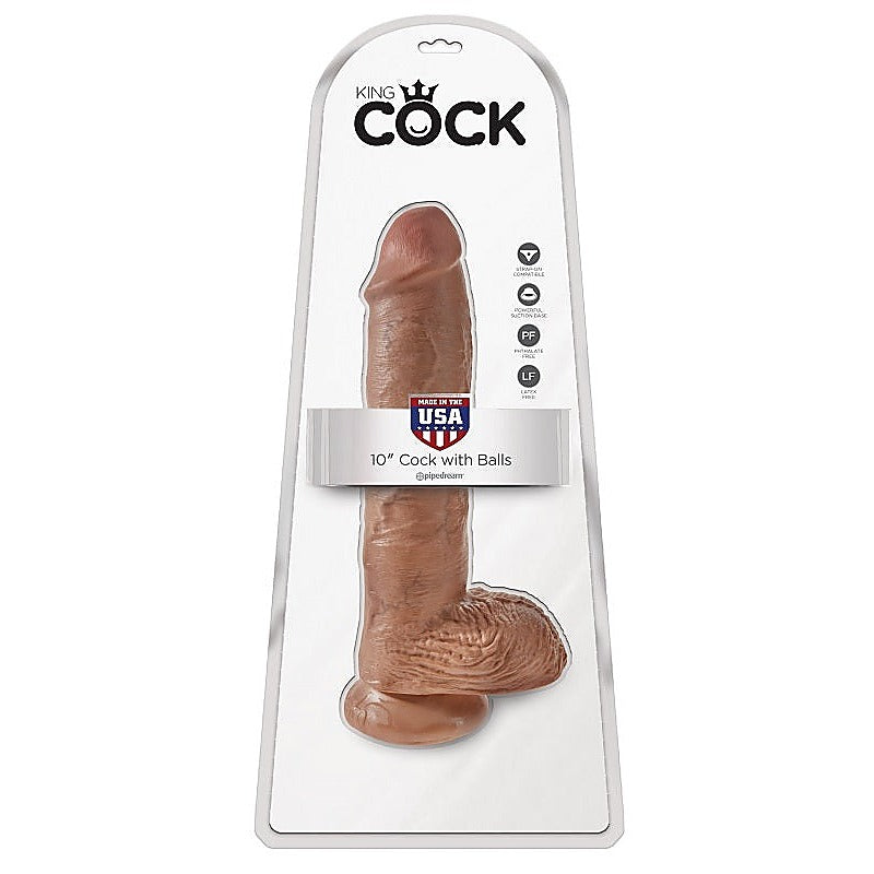 King Cock 10 Inch Suction Cup Realistic Cock With Balls - Realistic Dildos
