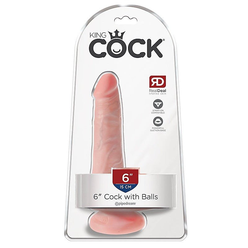 King Cock 6 Inch Suction Cup Realistic Dildo - Realistic Dildos