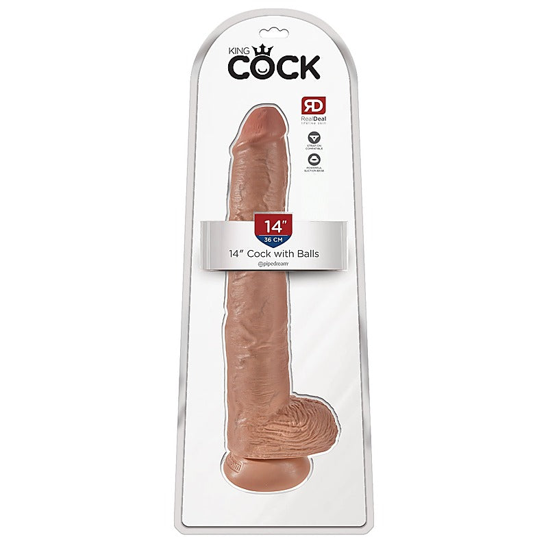 King Cock 14 Inch Realistic Cock With Balls - Realistic Dildos