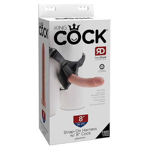 King Cock Strap-On Harness With 8 Inch Realistic Cock - Strap On Sextoys