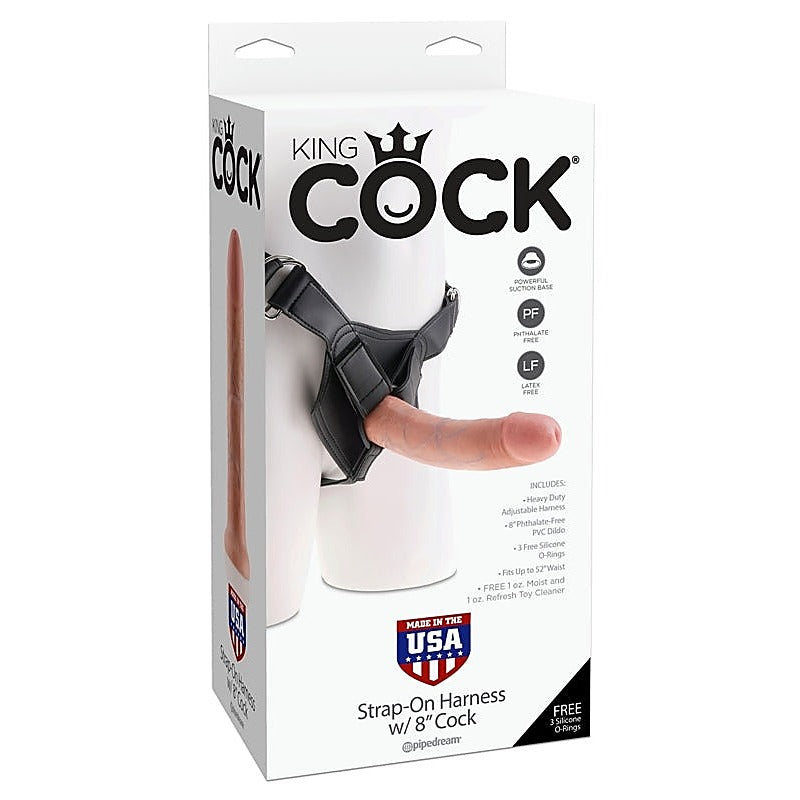 King Cock Strap-On Harness With 8 Inch Realistic Cock - Strap On Sextoys