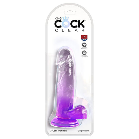 King Cock Clear 7 Inch Realistic Cock With Balls - Realistic Dildos
