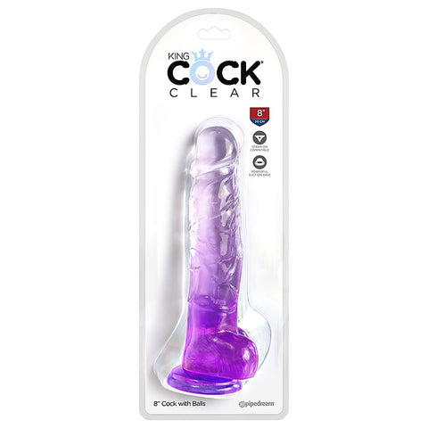 King Cock Clear 8 Inch Realistic Dong With Balls - Realistic Dildos