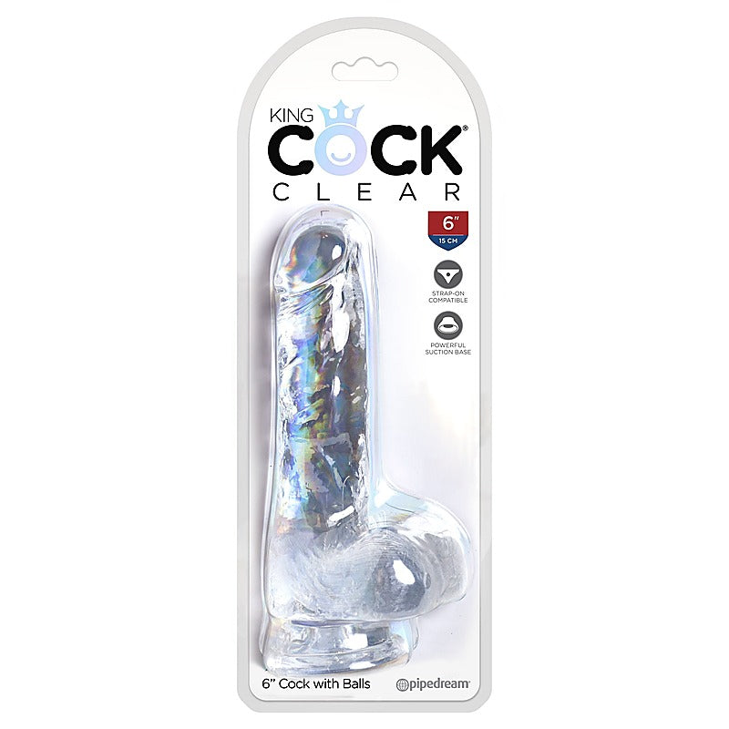 King Cock Clear Realistic Cock With Balls - Realistic Dildos