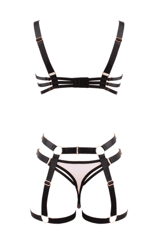 Muse Bra and Panty Set With Elastic Leg Garter Belt - Her Fetish
