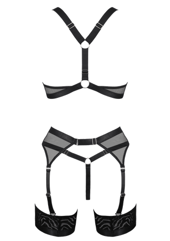 Muse 5-Piece Fetish Play Sexy Womens Lingeri Set Black - Her Fetish
